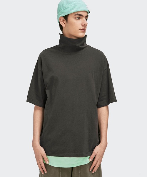 INFLATION（インフレーション）の「INFLATION(インフレーション)ハイネックハーフスリーブTシャツ（Tシャツ/カットソー・メンズ・ライトグレー/ブラック/ホワイト/カーキ/グレー/ダークグレー・XL/M/L）」の16枚目の写真
