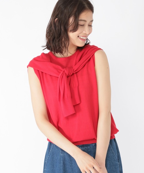 studio CLIP(スタディオクリップ)の「14Gクールコットンクルーネックカーディガン(カーディガン/ボレロ・レディース・ブラック/ブルー/レッド/グリーン/イエロー/ピンク/その他1・LARGE/MEDIUM)」の6枚目の写真