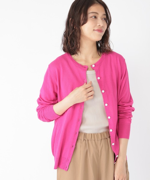 studio CLIP(スタディオクリップ)の「14Gクールコットンクルーネックカーディガン(カーディガン/ボレロ・レディース・ブラック/ブルー/レッド/グリーン/イエロー/ピンク/その他1・LARGE/MEDIUM)」の5枚目の写真