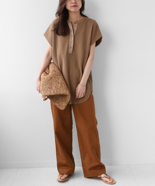【ジャーナルスタンダード】コットンリネン ストレートパンツ 38（M ）カーキ ウォッシャブルコットンリネンVIS ストレートパンツ