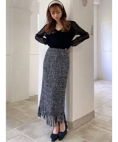 RESEXXY(リゼクシー)の「レース切替えニットトップス(ニット/セーター・レディース・ホワイト/ブラック/ブルー/ベージュ・FREE)」の16枚目の写真