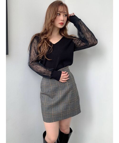 RESEXXY(リゼクシー)の「レース切替えニットトップス(ニット/セーター・レディース・ホワイト/ブラック/ブルー/ベージュ・FREE)」の20枚目の写真