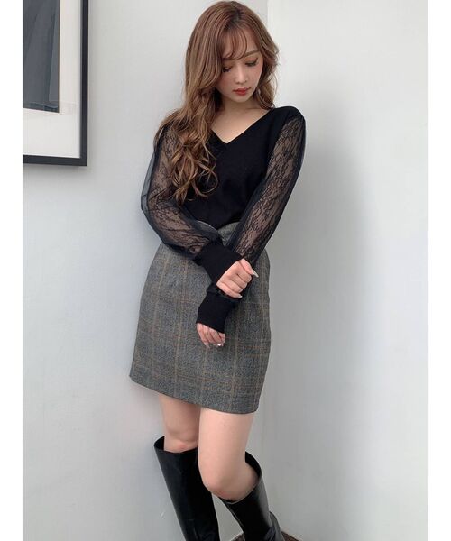 RESEXXY(リゼクシー)の「レース切替えニットトップス(ニット/セーター・レディース・ホワイト/ブラック/ブルー/ベージュ・FREE)」の21枚目の写真