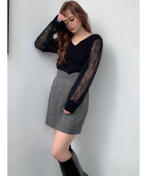 RESEXXY(リゼクシー)の「レース切替えニットトップス(ニット/セーター・レディース・ホワイト/ブラック/ブルー/ベージュ・FREE)」の22枚目の写真