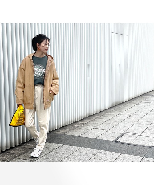 《JaVaジャバコラボ》春のおでかけは大人カジュアル。キルティングコットンフード付きブルゾン