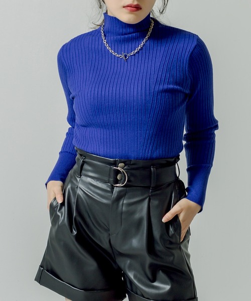 RASVOA（ラスボア）の「前後２ＷＡＹモチモチニット（ニット/セーター・レディース・ブルー/オフホワイト/ブラック・FREE）」の3枚目の写真