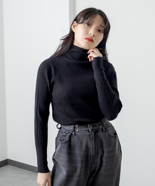 RASVOA（ラスボア）の「前後２ＷＡＹモチモチニット（ニット/セーター・レディース・ブルー/オフホワイト/ブラック・FREE）」の4枚目の写真