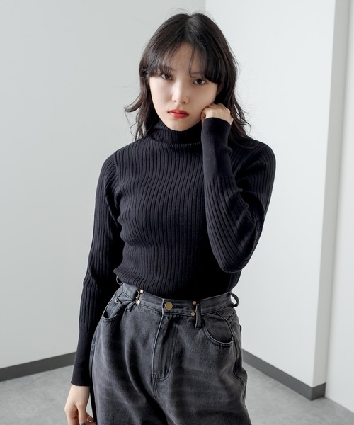 RASVOA（ラスボア）の「前後２ＷＡＹモチモチニット（ニット/セーター・レディース・ブルー/オフホワイト/ブラック・FREE）」の5枚目の写真