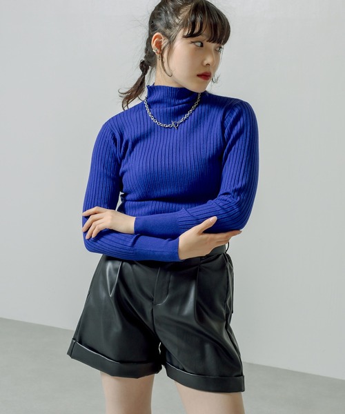 RASVOA（ラスボア）の「前後２ＷＡＹモチモチニット（ニット/セーター・レディース・ブルー/オフホワイト/ブラック・FREE）」の21枚目の写真