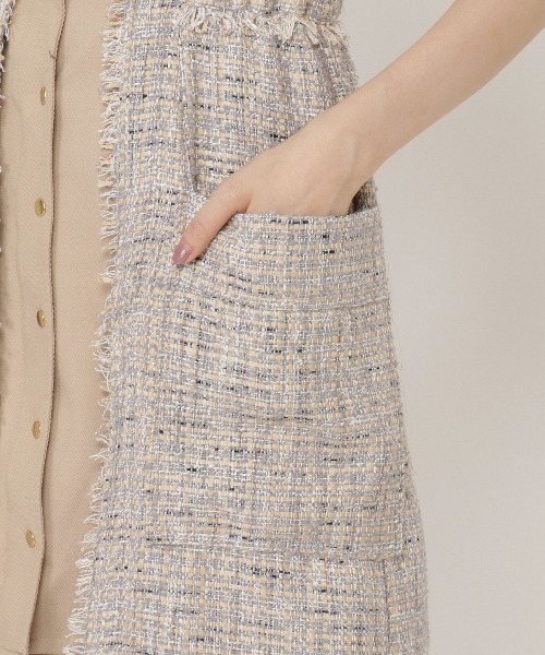 REDYAZEL（レディアゼル）の「ツイード配色ジャンスカ（ジャンパースカート・レディース・ベージュ/ネイビー/ブラック・SMALL/MEDIUM）」の18枚目の写真