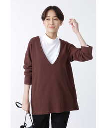 human woman | ◆Vネックワッフルプルオーバー(Tシャツ/カットソー)