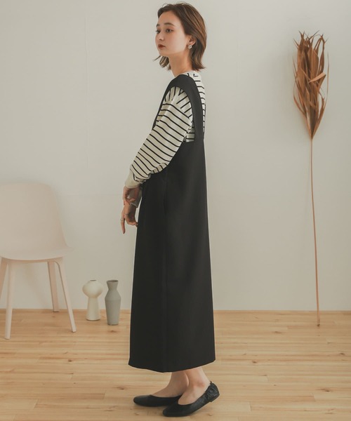 SENSE OF PLACE by URBAN RESEARCH（センスオブプレイスバイアーバンリサーチ）の「Vネックジャンパースカート（ジャンパースカート・レディース・ベージュ/ブラック・ONE）」の5枚目の写真