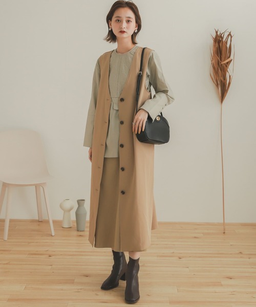 SENSE OF PLACE by URBAN RESEARCH（センスオブプレイスバイアーバンリサーチ）の「Vネックジャンパースカート（ジャンパースカート・レディース・ベージュ/ブラック・ONE）」の9枚目の写真