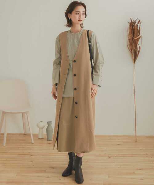 SENSE OF PLACE by URBAN RESEARCH（センスオブプレイスバイアーバンリサーチ）の「Vネックジャンパースカート（ジャンパースカート・レディース・ベージュ/ブラック・ONE）」の10枚目の写真