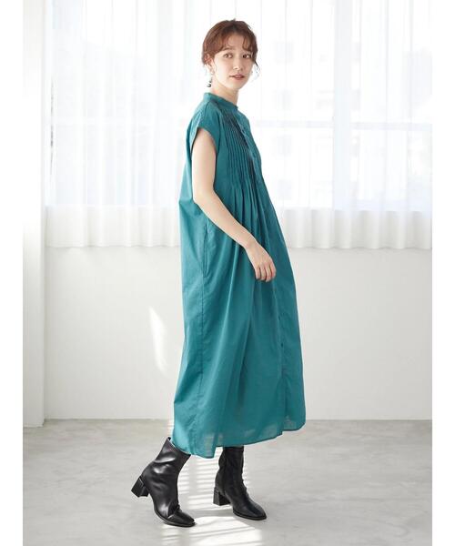 Green Parks(グリーンパークス)の「ピンタックワンピース*(ワンピース・レディース・ブラック/グレイッシュベージュ/グリーン・FREE)」の12枚目の写真