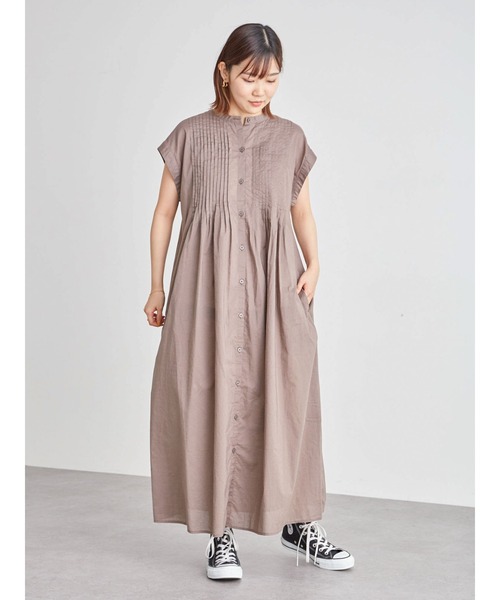 Green Parks(グリーンパークス)の「ピンタックワンピース*(ワンピース・レディース・ブラック/グレイッシュベージュ/グリーン・FREE)」の8枚目の写真