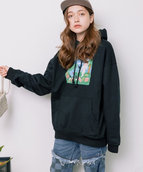 RASSVET / PACCBET(ラスベート)の「PACCBET/ラスベート MENS COTTON WORLDPEACHE HOODIE グラフィック ブランドロゴ オーバーサイズフーディー(パーカー・メンズ・ブラック・M/L/XL)」の11枚目の写真