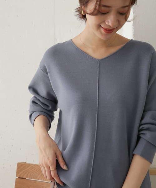 URBAN RESEARCH DOORS（アーバンリサーチドアーズ）の「ミラノリブワイドVネックプルオーバー（ニット/セーター・レディース・ブルー系その他/ブラック/ブラウン・ONE）」の4枚目の写真