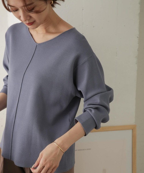 URBAN RESEARCH DOORS（アーバンリサーチドアーズ）の「ミラノリブワイドVネックプルオーバー（ニット/セーター・レディース・ブルー系その他/ブラック/ブラウン・ONE）」の5枚目の写真