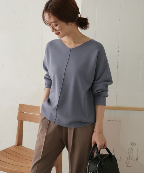 URBAN RESEARCH DOORS（アーバンリサーチドアーズ）の「ミラノリブワイドVネックプルオーバー（ニット/セーター・レディース・ブルー系その他/ブラック/ブラウン・ONE）」の10枚目の写真