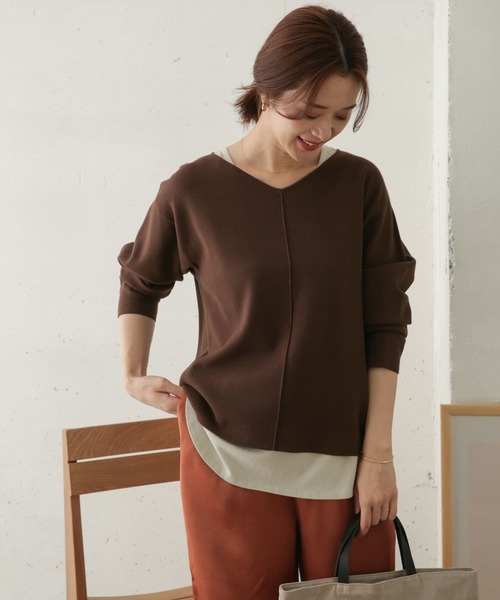 URBAN RESEARCH DOORS（アーバンリサーチドアーズ）の「ミラノリブワイドVネックプルオーバー（ニット/セーター・レディース・ブルー系その他/ブラック/ブラウン・ONE）」の18枚目の写真