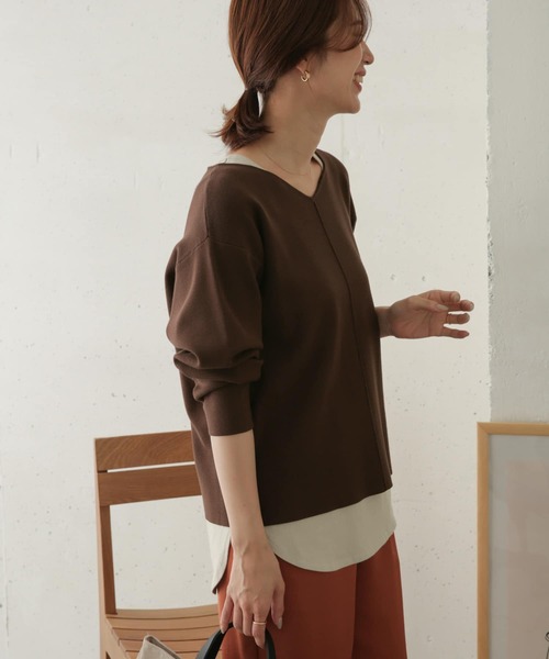 URBAN RESEARCH DOORS（アーバンリサーチドアーズ）の「ミラノリブワイドVネックプルオーバー（ニット/セーター・レディース・ブルー系その他/ブラック/ブラウン・ONE）」の19枚目の写真