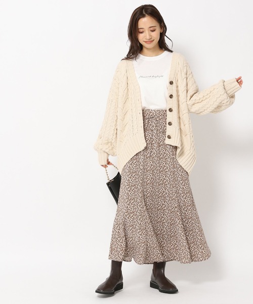 mysty woman（ミスティウーマン）の「小花マーメイドスカート 239177（スカート・レディース・ブラック/ブラウン/アイボリー・FREE）」の19枚目の写真
