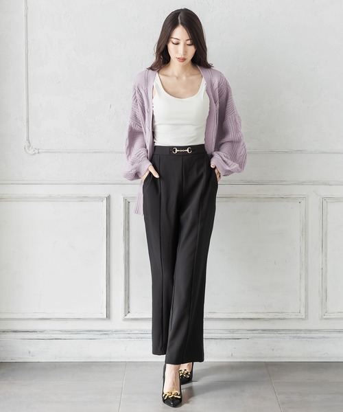 Julia Boutique（ジュリアブティック）の「手編み風ケーブル編みニットカーディガン/21643（カーディガン/ボレロ・レディース・ブラック/ベージュ/パープル/オフホワイト/グリーン系・ONE）」の13枚目の写真