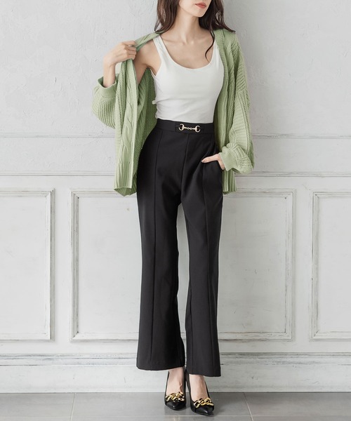 Julia Boutique（ジュリアブティック）の「手編み風ケーブル編みニットカーディガン/21643（カーディガン/ボレロ・レディース・ブラック/ベージュ/パープル/オフホワイト/グリーン系・ONE）」の8枚目の写真