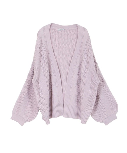 Julia Boutique（ジュリアブティック）の「手編み風ケーブル編みニットカーディガン/21643（カーディガン/ボレロ・レディース・ブラック/ベージュ/パープル/オフホワイト/グリーン系・ONE）」の9枚目の写真