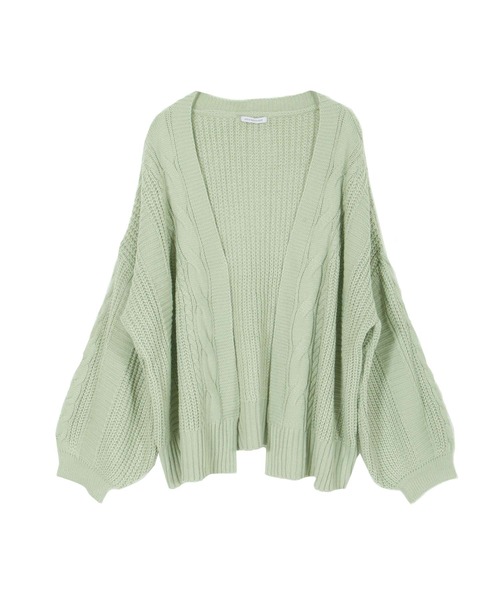 Julia Boutique（ジュリアブティック）の「手編み風ケーブル編みニットカーディガン/21643（カーディガン/ボレロ・レディース・ブラック/ベージュ/パープル/オフホワイト/グリーン系・ONE）」の15枚目の写真
