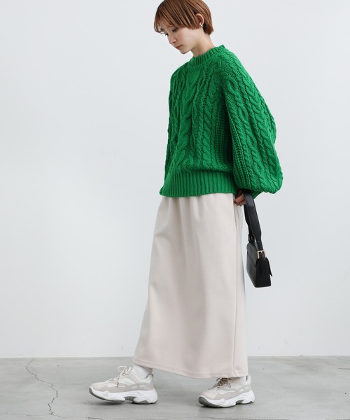select MOCA（セレクトモカ）の「2021 AW クルーネックケーブルニット（ニット/セーター・レディース・ブルー/グリーン/アイボリー・FREE）」の12枚目の写真