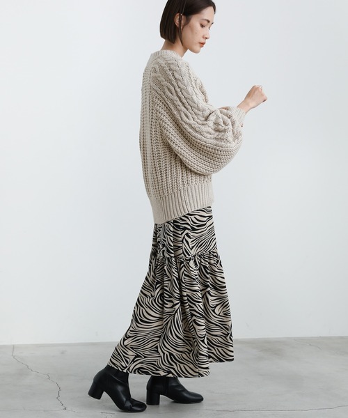 select MOCA（セレクトモカ）の「2021 AW クルーネックケーブルニット（ニット/セーター・レディース・ブルー/グリーン/アイボリー・FREE）」の16枚目の写真