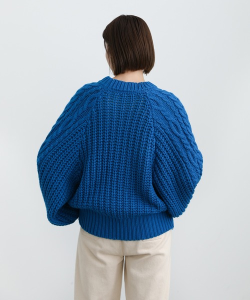 select MOCA（セレクトモカ）の「2021 AW クルーネックケーブルニット（ニット/セーター・レディース・ブルー/グリーン/アイボリー・FREE）」の11枚目の写真