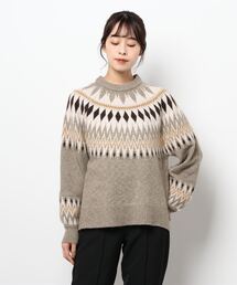 ☆ シーズンムード高まる。ノルディック柄ニットプルオーバー(求心柄)