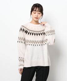 ☆ シーズンムード高まる。ノルディック柄ニットプルオーバー(求心柄)