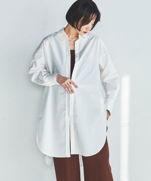 lautreamont BLEUBLANC（ロートレアモンブルーブラン）の「<lautreamont BLEUBLANC>タイプライタースリットロングシャツ≪洗濯機で洗える≫（シャツ/ブラウス・レディース・オフホワイト/イエロー・9号）」の2枚目の写真