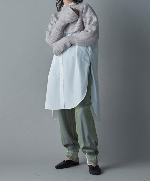 lautreamont BLEUBLANC（ロートレアモンブルーブラン）の「<lautreamont BLEUBLANC>タイプライタースリットロングシャツ≪洗濯機で洗える≫（シャツ/ブラウス・レディース・オフホワイト/イエロー・9号）」の4枚目の写真