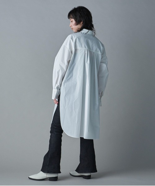 lautreamont BLEUBLANC（ロートレアモンブルーブラン）の「<lautreamont BLEUBLANC>タイプライタースリットロングシャツ≪洗濯機で洗える≫（シャツ/ブラウス・レディース・オフホワイト/イエロー・9号）」の14枚目の写真