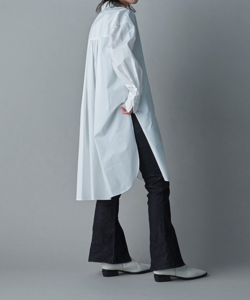 lautreamont BLEUBLANC（ロートレアモンブルーブラン）の「<lautreamont BLEUBLANC>タイプライタースリットロングシャツ≪洗濯機で洗える≫（シャツ/ブラウス・レディース・オフホワイト/イエロー・9号）」の7枚目の写真