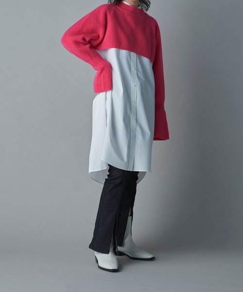 lautreamont BLEUBLANC（ロートレアモンブルーブラン）の「<lautreamont BLEUBLANC>タイプライタースリットロングシャツ≪洗濯機で洗える≫（シャツ/ブラウス・レディース・オフホワイト/イエロー・9号）」の3枚目の写真