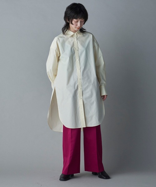 lautreamont BLEUBLANC（ロートレアモンブルーブラン）の「<lautreamont BLEUBLANC>タイプライタースリットロングシャツ≪洗濯機で洗える≫（シャツ/ブラウス・レディース・オフホワイト/イエロー・9号）」の20枚目の写真