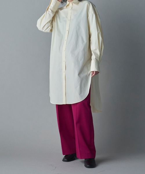 lautreamont BLEUBLANC（ロートレアモンブルーブラン）の「<lautreamont BLEUBLANC>タイプライタースリットロングシャツ≪洗濯機で洗える≫（シャツ/ブラウス・レディース・オフホワイト/イエロー・9号）」の15枚目の写真