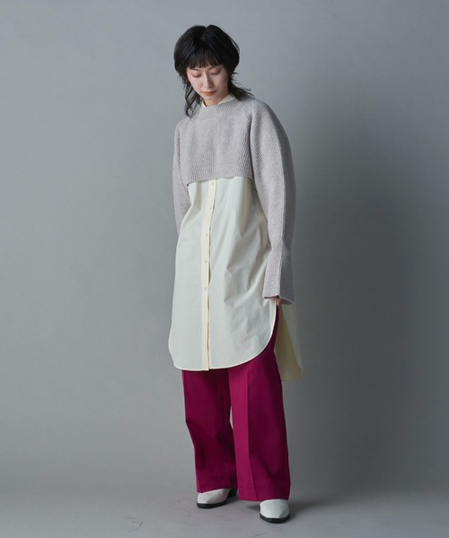 lautreamont BLEUBLANC（ロートレアモンブルーブラン）の「<lautreamont BLEUBLANC>タイプライタースリットロングシャツ≪洗濯機で洗える≫（シャツ/ブラウス・レディース・オフホワイト/イエロー・9号）」の8枚目の写真