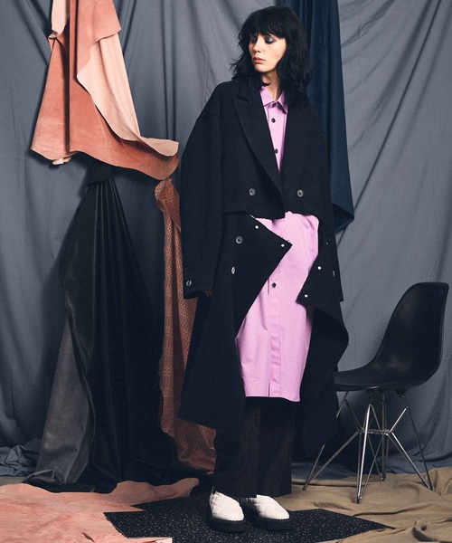 MAISON SPECIAL(メゾンスペシャル)の「《ユニセックスアイテム》プライムオーバー2WAYカットオフダブルコート 【MAISON SPECIAL/メゾンスペシャル】(チェスターコート・メンズ・ブラック/チャコールグレー/グレイッシュベージュ・1/2)」の4枚目の写真