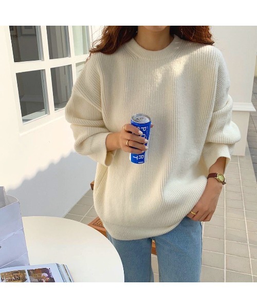 MINS MINIS（ミンスミニス）の「ルーズフィットクルーネックニット（ニット/セーター・レディース・アイボリー/ライトピンク/イエロー/ブルー/ターコイズブルー・FREE）」の6枚目の写真