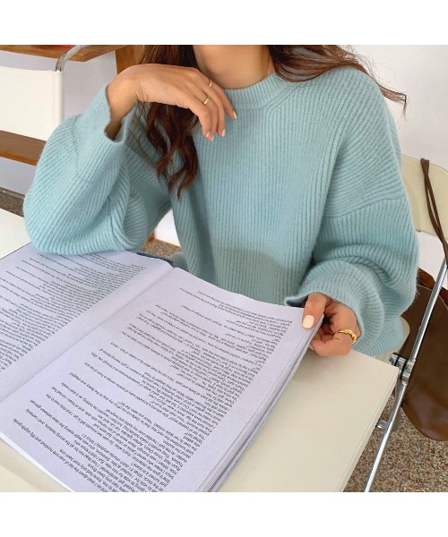 MINS MINIS（ミンスミニス）の「ルーズフィットクルーネックニット（ニット/セーター・レディース・アイボリー/ライトピンク/イエロー/ブルー/ターコイズブルー・FREE）」の22枚目の写真