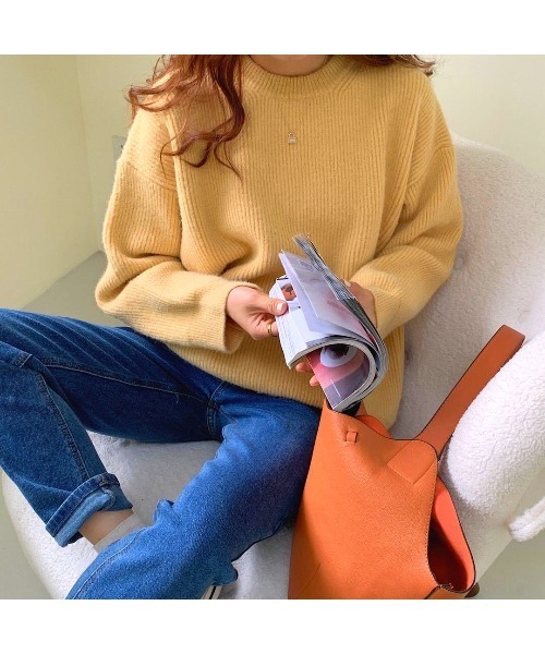 MINS MINIS（ミンスミニス）の「ルーズフィットクルーネックニット（ニット/セーター・レディース・アイボリー/ライトピンク/イエロー/ブルー/ターコイズブルー・FREE）」の11枚目の写真