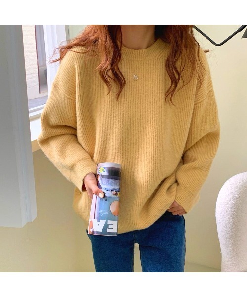 MINS MINIS（ミンスミニス）の「ルーズフィットクルーネックニット（ニット/セーター・レディース・アイボリー/ライトピンク/イエロー/ブルー/ターコイズブルー・FREE）」の8枚目の写真