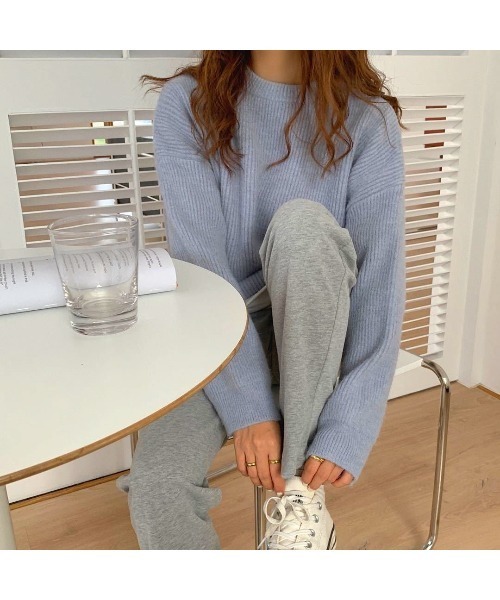 MINS MINIS（ミンスミニス）の「ルーズフィットクルーネックニット（ニット/セーター・レディース・アイボリー/ライトピンク/イエロー/ブルー/ターコイズブルー・FREE）」の16枚目の写真